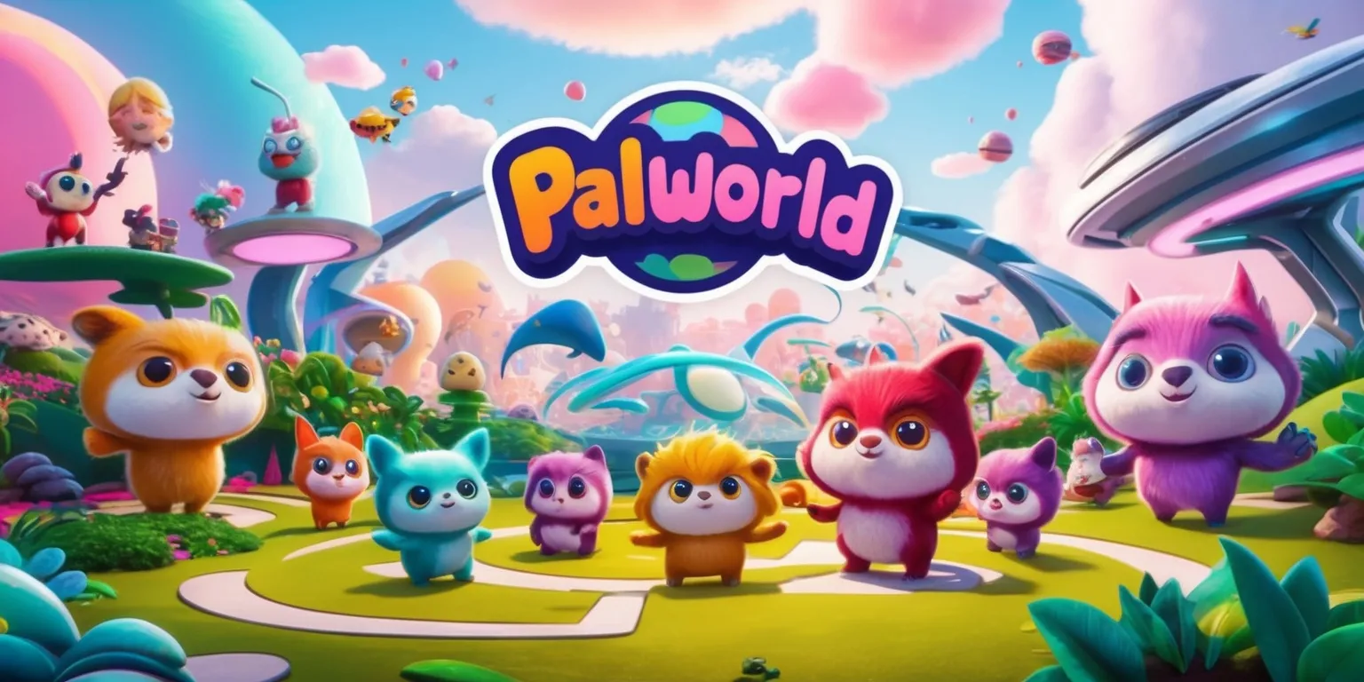 A vibrant and colorful digital artwork depicting the world of Palworld, a futuristic planet filled with pastel-colored skies and lush green landscapes, featuring a variety of peculiar and adorable Pals, small creature-like beings with distinct facial features and vibrant fur colors, set against a backdrop of sleek, modern architecture and advanced technology, with a focus on showcasing the game's unique blend of exploration, discovery, and adventure, incorporating a mix of soft, whimsical textures and sharp, futuristic lines, with the Pals interacting with each other and their surroundings in a playful and curious manner, highlighting the game's emphasis on friendship, exploration, and wonder.